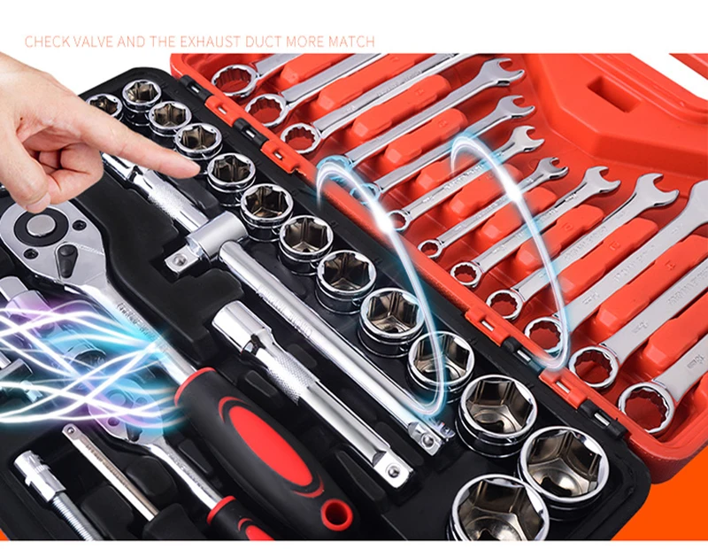 53pcs Socket Ratchet Wrench Tool Case Precision Sleeve Universal Joint Hardware Kit Auto Repairing Tool Set with Box
53pcs Socket Ratchet Wrench Tool Case Precision Sleeve Universal Joint Hardware Kit Auto Repairing Tool Set with Box
