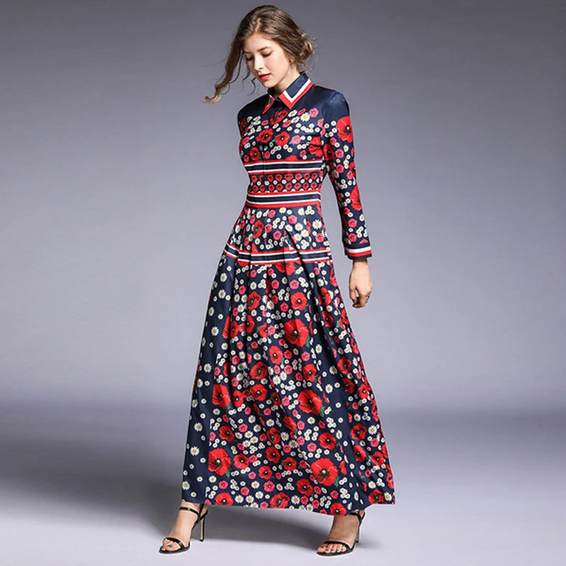 2019 Fashion Long Sleeve Maxi Dresses Women's Gorgeous Floral Print Turn Down Collar High Waist Holiday Party Vintage Long Dress
2019 Fashion Long Sleeve Maxi Dresses Women's Gorgeous Floral Print Turn Down Collar High Waist Holiday Party Vintage Long Dress