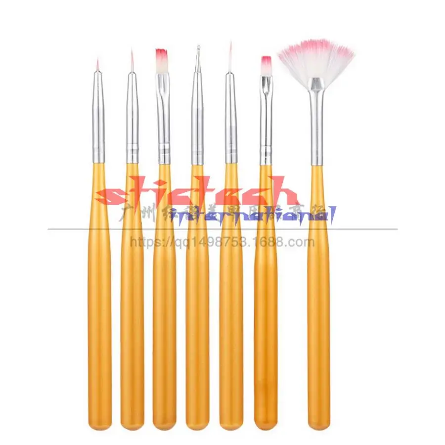 by dhl or ems 500 sets 7pcs/set Golden Nail Art Brushes Set Decorations Gel Painting Pen Nail Brush Professional Nail Equipment
by dhl or ems 500 sets 7pcs/set Golden Nail Art Brushes Set Decorations Gel Painting Pen Nail Brush Professional Nail Equipment
