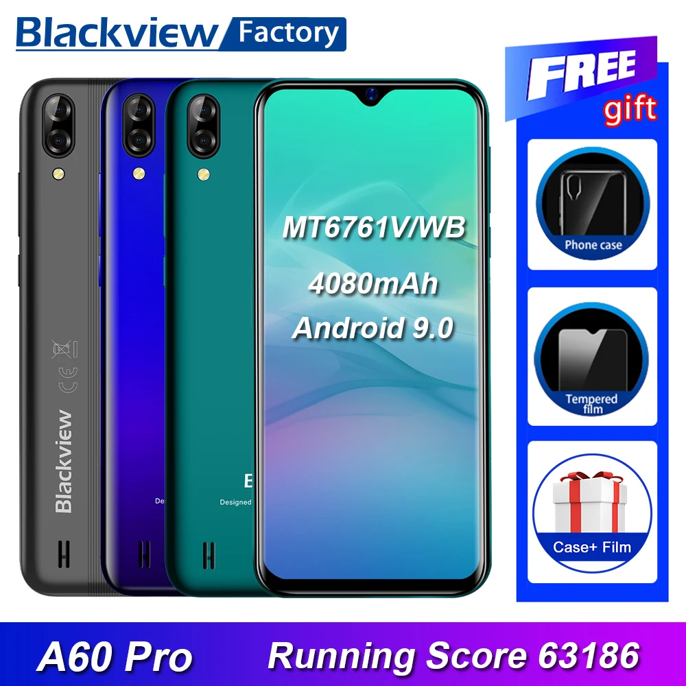 Blackview A60 Pro Antutu Score 63186 4080mAh Smartphone 6.088"Waterdrop mobile phone Android 9.0 3GB RAM Dual Rear Camera 4G LTE
Blackview A60 Pro Antutu Score 63186 4080mAh Smartphone 6.088"Waterdrop mobile phone Android 9.0 3GB RAM Dual Rear Camera 4G LTE