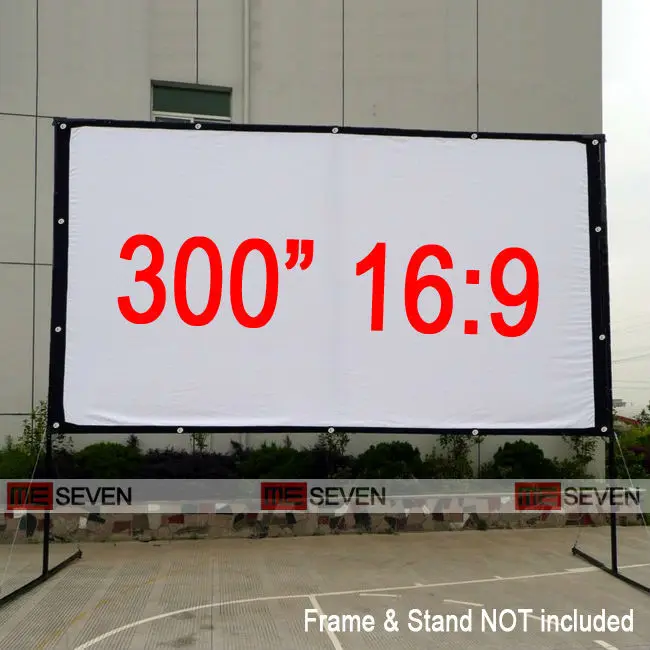 

300 Inches 16:9 Big Size Outdoor Frame Canvas Fabric Projection Screen for Any LED 3D Full HD Projectors, Watch Movies Outside