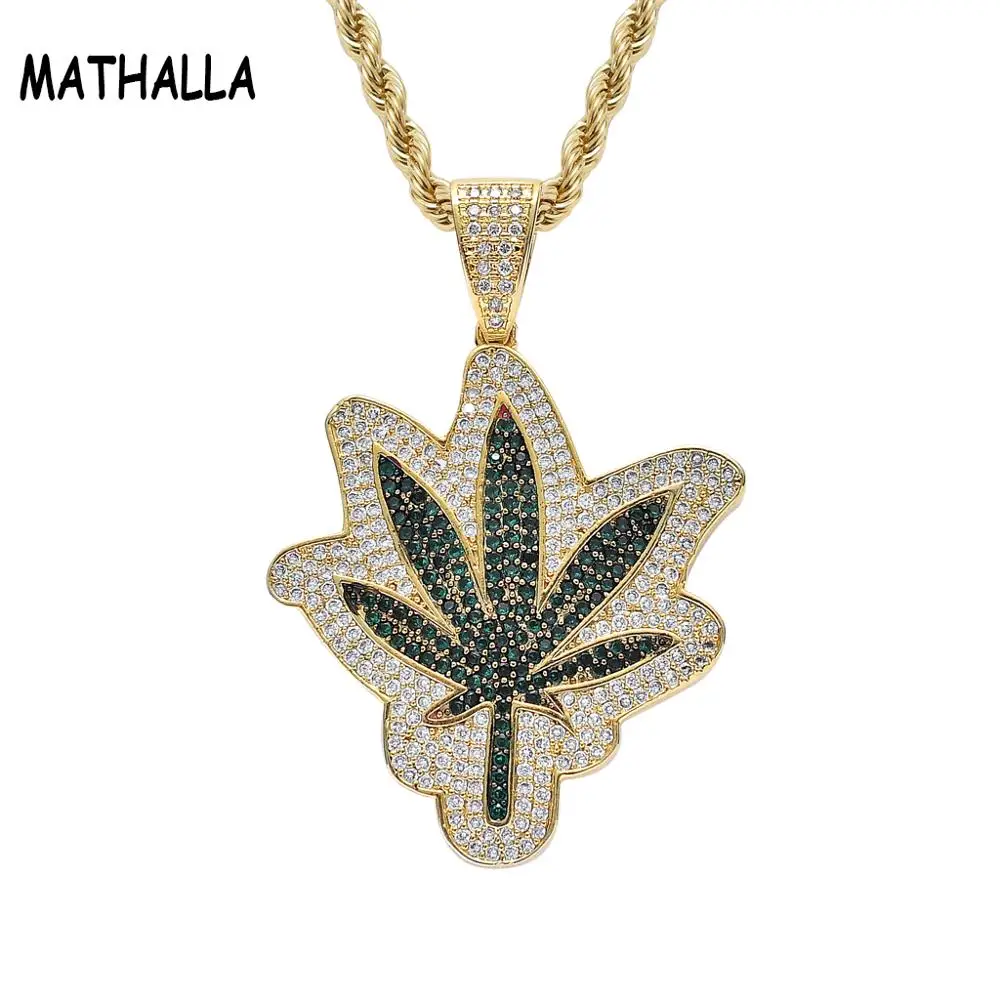 Bing Bling Iced Out Cubic Zirconia Stone Green Maple Leaf Pendant Gold Brass Charm Chain Necklace Rapper Hiphop Jewelry Homme
Bing Bling Iced Out Cubic Zirconia Stone Green Maple Leaf Pendant Gold Brass Charm Chain Necklace Rapper Hiphop Jewelry Homme