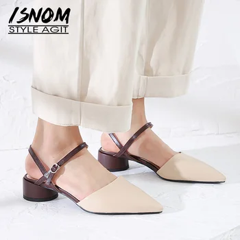 ISNOM Round Heels Sandals Women Cow Leather Summer Sandals Stitching Pointed Toe Shoes Female Office Concise Shoes Ladies 2019
ISNOM Round Heels Sandals Women Cow Leather Summer Sandals Stitching Pointed Toe Shoes Female Office Concise Shoes Ladies 2019