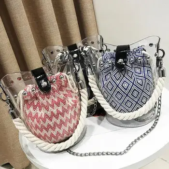 Fashion Women PVC Handbag Round Mini Transparent Bucket Composite Convenient Bag Rivet for Beach Small All-match Handbag Z95
Fashion Women PVC Handbag Round Mini Transparent Bucket Composite Convenient Bag Rivet for Beach Small All-match Handbag Z95