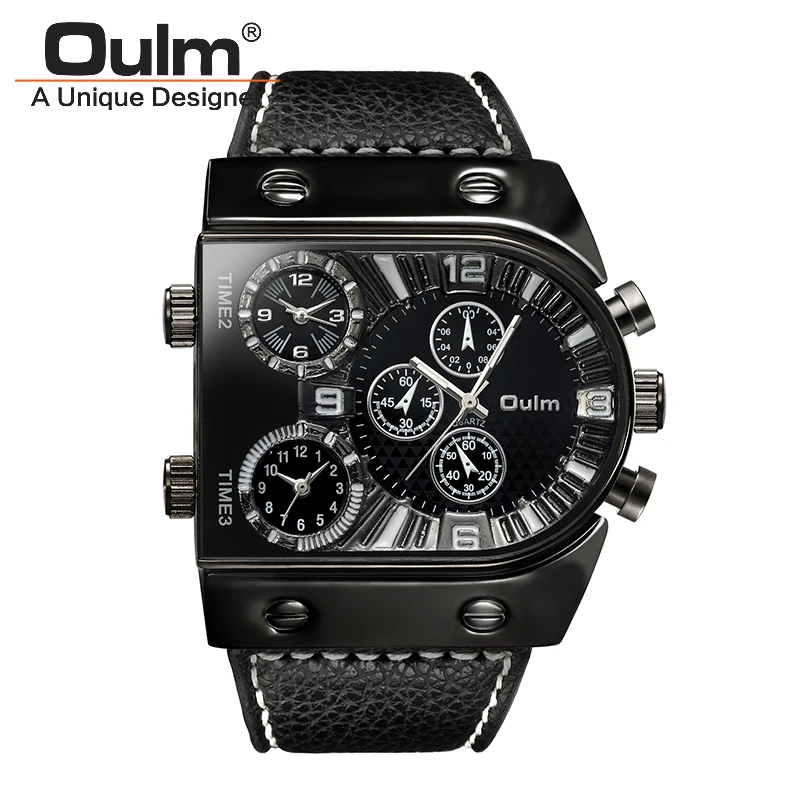 Fashion Military Mens Waches Leather Luxury Brand Oulm HP9315 Multi-Time Zone Sport Men Quartz Watch Relojioes Clock Masculino
Fashion Military Mens Waches Leather Luxury Brand Oulm HP9315 Multi-Time Zone Sport Men Quartz Watch Relojioes Clock Masculino