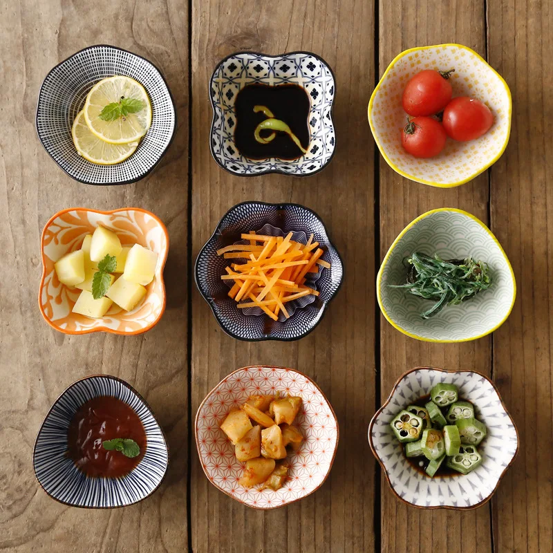 

4Pcs Japanese Glaze Ceramic Sushi Dishes Soy Sauce Dish Small Seasoning Saucers Appetizer Plates for Vinegar Salad Wasabi plate