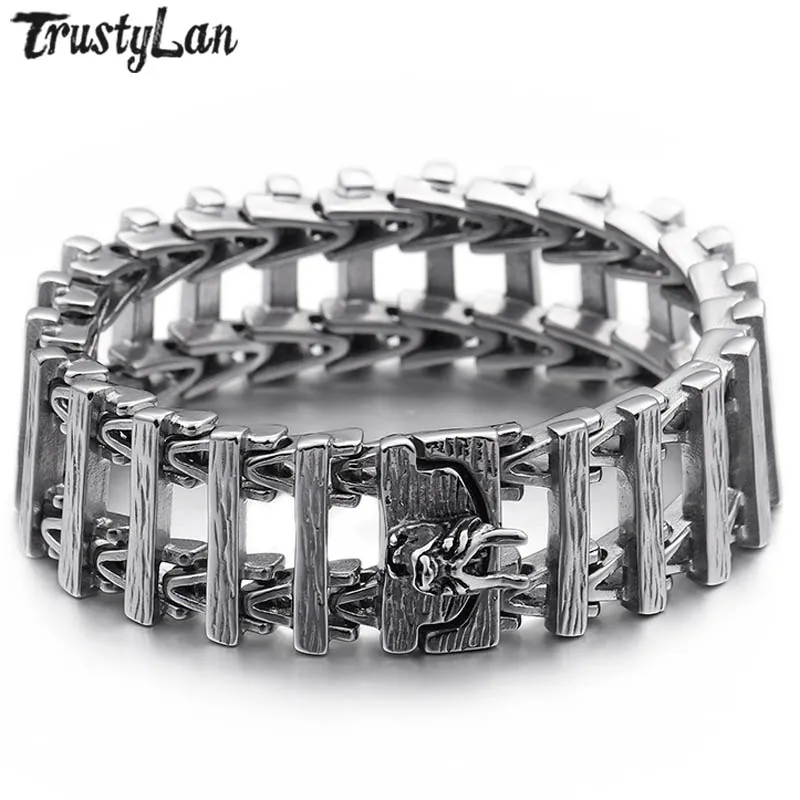 TrustyLan New Cool Punk Rock Dragon Head Mens Bracelets & Bangles Jewelry Chain Link Stainless Steel Men Bracelet Dropshipping
TrustyLan New Cool Punk Rock Dragon Head Mens Bracelets & Bangles Jewelry Chain Link Stainless Steel Men Bracelet Dropshipping