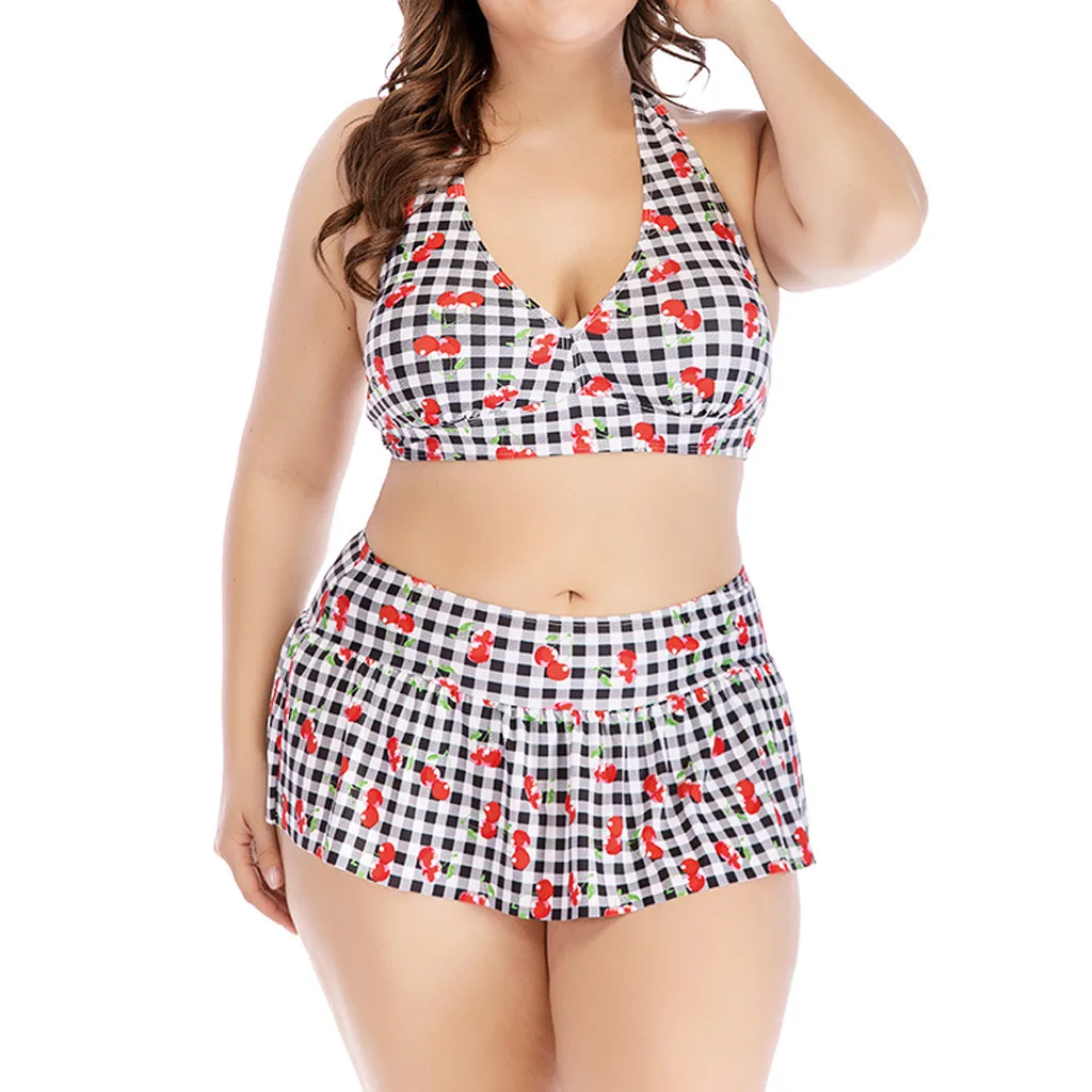 Women Plus Size High Waist Bikini Swimwear Plaid Print Checkered Black white plaid fruit Swimsuit Push Up Bra Beachwear #YL1
Women Plus Size High Waist Bikini Swimwear Plaid Print Checkered Black white plaid fruit Swimsuit Push Up Bra Beachwear #YL1