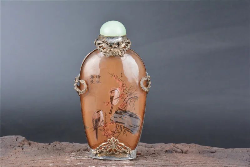 Collection old antique silver&glass Inside paint snuff bottle,bird&Flower, best adornment & collection, free shipping
Collection old antique silver&glass Inside paint snuff bottle,bird&Flower, best adornment & collection, free shipping