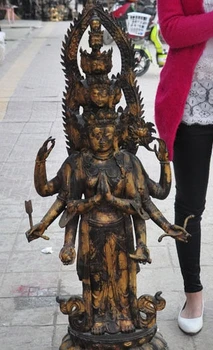 48" chinese bronze gilt 11 head 8 Arms Chenrezig Kwan-Yin Goddess buddha statue
48" chinese bronze gilt 11 head 8 Arms Chenrezig Kwan-Yin Goddess buddha statue