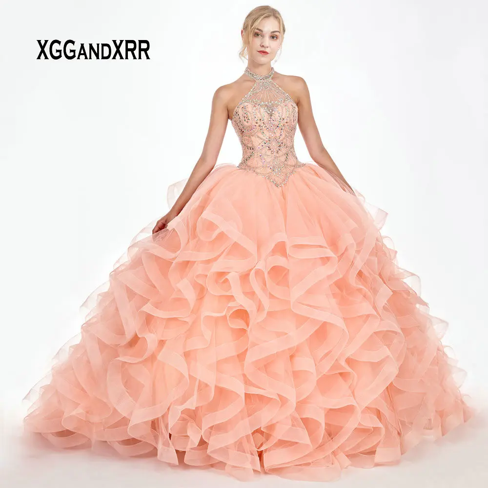 Luxury Quinceanera Dresses 2019 Halter Off Shoulder Beading Crystal Ball Gown vestidos robe de bal Sweet 16 Dresses Plus Size
Luxury Quinceanera Dresses 2019 Halter Off Shoulder Beading Crystal Ball Gown vestidos robe de bal Sweet 16 Dresses Plus Size