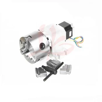 Rotary axis 14-100-100A 100mm 3 jaw chuck CNC 4th axis harmonic drive for mini CNC router
Rotary axis 14-100-100A 100mm 3 jaw chuck CNC 4th axis harmonic drive for mini CNC router