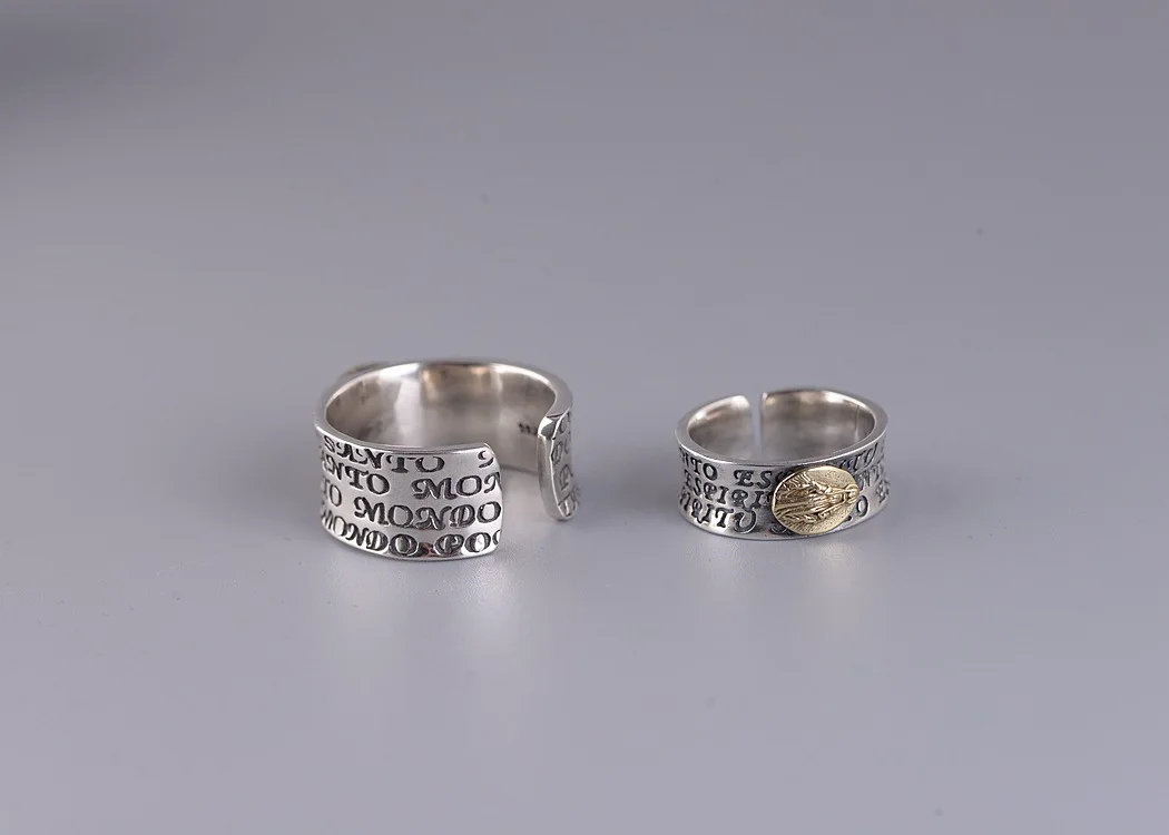 Silver Vintage the Virgin Mary Letter Ring