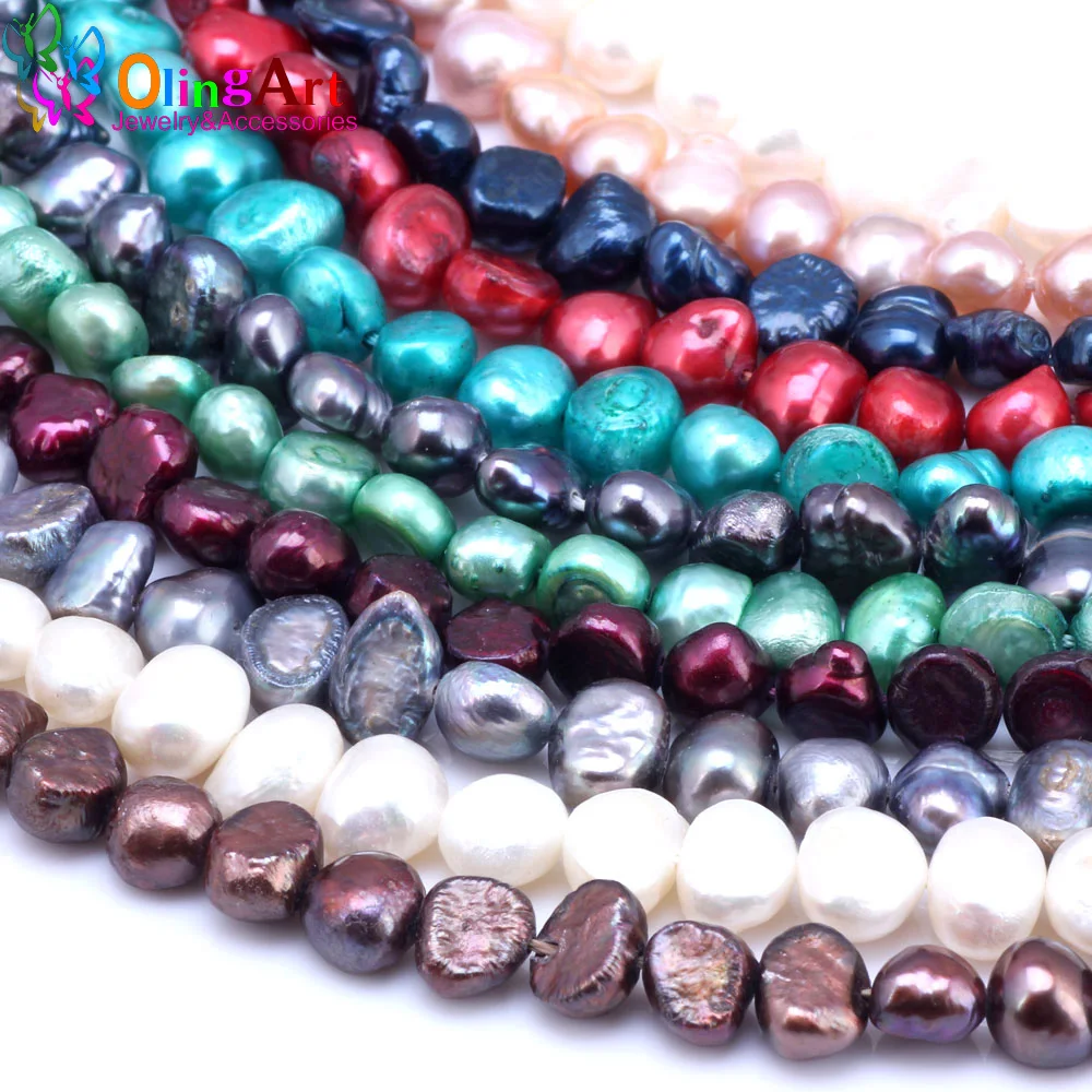 

OlingArt 6-9MM 45PCS Natural pearl irregular oval beads Mixed multicolor DIY Bracelet earrings choker necklace Jewelry Making