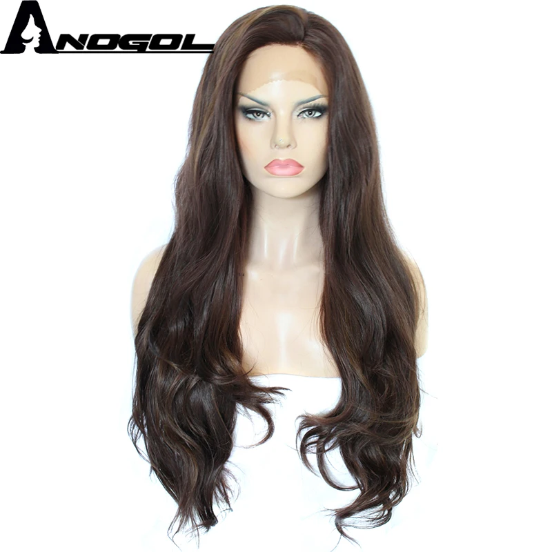 Anogol Long Natural Wave Black Brown Synthetic Lace Front Wig Side Part Glueless High Temperature Fiber Hair Wigs for Drag Queen
Anogol Long Natural Wave Black Brown Synthetic Lace Front Wig Side Part Glueless High Temperature Fiber Hair Wigs for Drag Queen