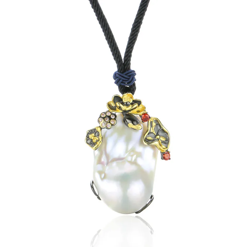925 sterling silver 34mm big pearl pendant lotus vine flowers natural Baroque pearl garnet pendant silver for women jewelry
925 sterling silver 34mm big pearl pendant lotus vine flowers natural Baroque pearl garnet pendant silver for women jewelry