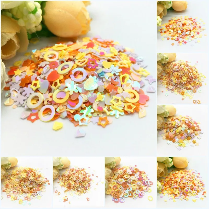 Mix Yellow White Orange Apricot Sequin 1-5mm Star Heart Flower PVC Loose Sequins Paillettes DIY Nail Art Confetti Decor 10/20g
Mix Yellow White Orange Apricot Sequin 1-5mm Star Heart Flower PVC Loose Sequins Paillettes DIY Nail Art Confetti Decor 10/20g