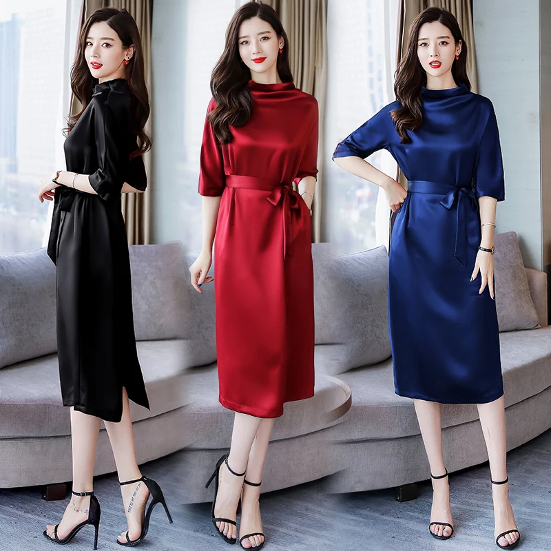 New Arrival Summer Women Long Silk Dress With Belt Elegant Female Solid Colir Dress Soft Silk Dress
New Arrival Summer Women Long Silk Dress With Belt Elegant Female Solid Colir Dress Soft Silk Dress