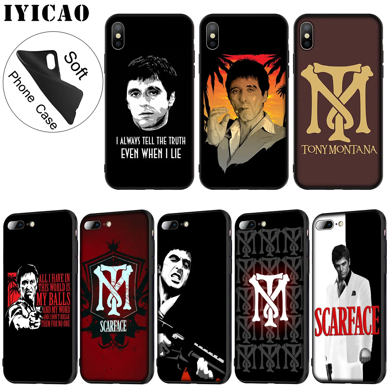 IYICAO Scarface Tony Montana Luxury High-end Protector Soft Silicone Case for iPhone XR X XS 11 Pro Max 6 6S 7 8 Plus 5 5S SE 10
IYICAO Scarface Tony Montana Luxury High-end Protector Soft Silicone Case for iPhone XR X XS 11 Pro Max 6 6S 7 8 Plus 5 5S SE 10