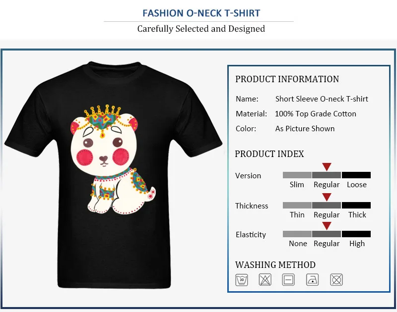 Male Tops Shirts Prevailing Printed On T-shirts 100% Cotton O-Neck Short Sleeve Personalized The Ethnic Polar Bear Clothing Shirt