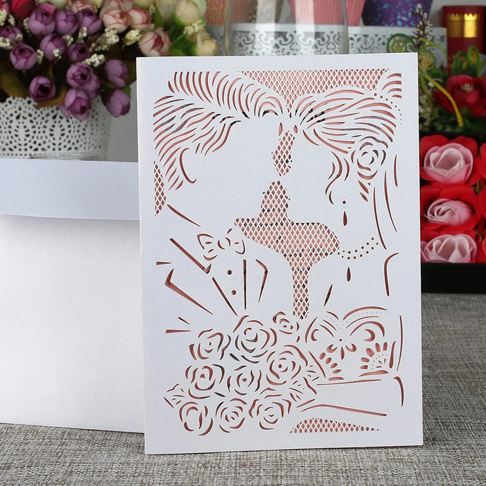 10pcs Laser Cut Wedding Invitation Card Kit Bride Groom Carved Pattern with Inner Sheet Envelope Wedding Card Party Decor Supply
10pcs Laser Cut Wedding Invitation Card Kit Bride Groom Carved Pattern with Inner Sheet Envelope Wedding Card Party Decor Supply