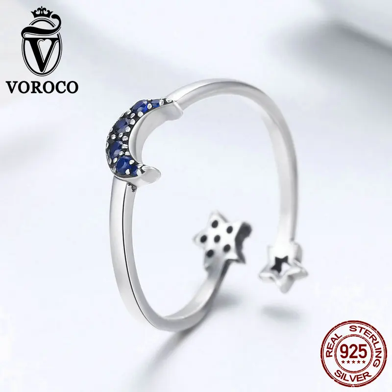 VOROCO Authentic 925 Sterling Silver Trendy Design Moon Star Open Finger Ring for Women Original Silver Ring Fine Jewelry BKR437
VOROCO Authentic 925 Sterling Silver Trendy Design Moon Star Open Finger Ring for Women Original Silver Ring Fine Jewelry BKR437