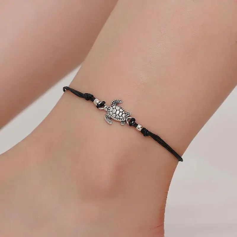 

Boho Weave Turtle Pendant Anklets For Women 2018 Shell Anklet Bracelets On The Leg Bohemian Foot Ocean Jewelry Drop Shipping