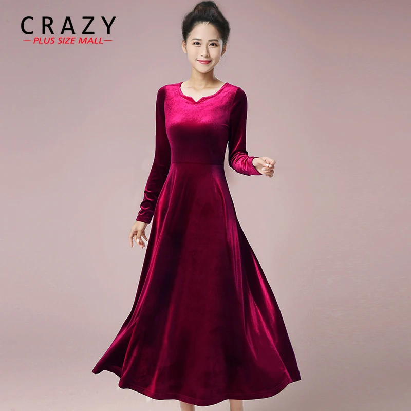 Plus Size Long Dress 2019 M-5XL Women Spring Elegant Velvet Wine Red Blue Dresses V-neck Long Vintage Winter Dress 5Xl 4XL XXXL 
Plus Size Long Dress 2019 M-5XL Women Spring Elegant Velvet Wine Red Blue Dresses V-neck Long Vintage Winter Dress 5Xl 4XL XXXL
