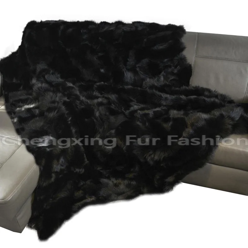 

CX-D-115 Natural Fox Carpet / Natural Color Fox Fur Plate / Genuine Fox Fur Rug Throw