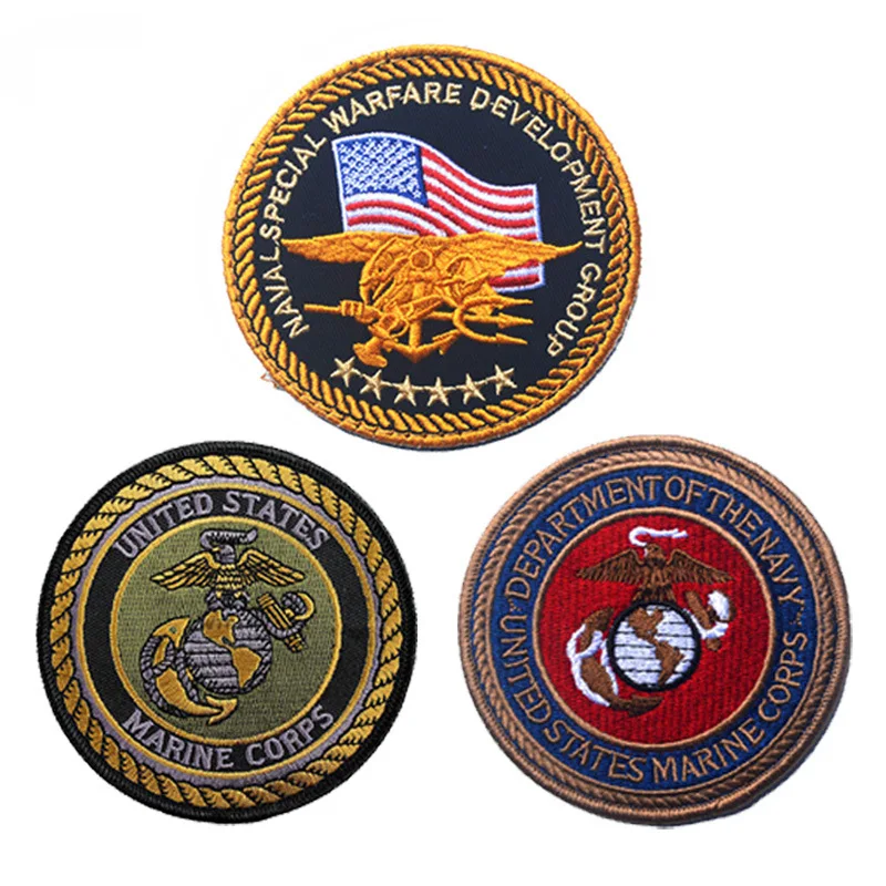 Нашивки с вышивкой морской пехоты США USMC значки морских котиков для курток
