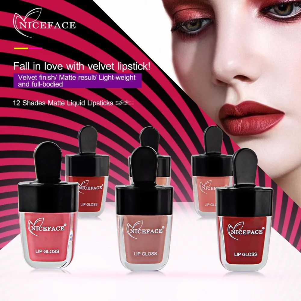 12 Colors matte lip gloss batom Super Ice Cream Waterproof Long Lasting Makeup Liquid Lipstick Red Lip Tint
12 Colors matte lip gloss batom Super Ice Cream Waterproof Long Lasting Makeup Liquid Lipstick Red Lip Tint