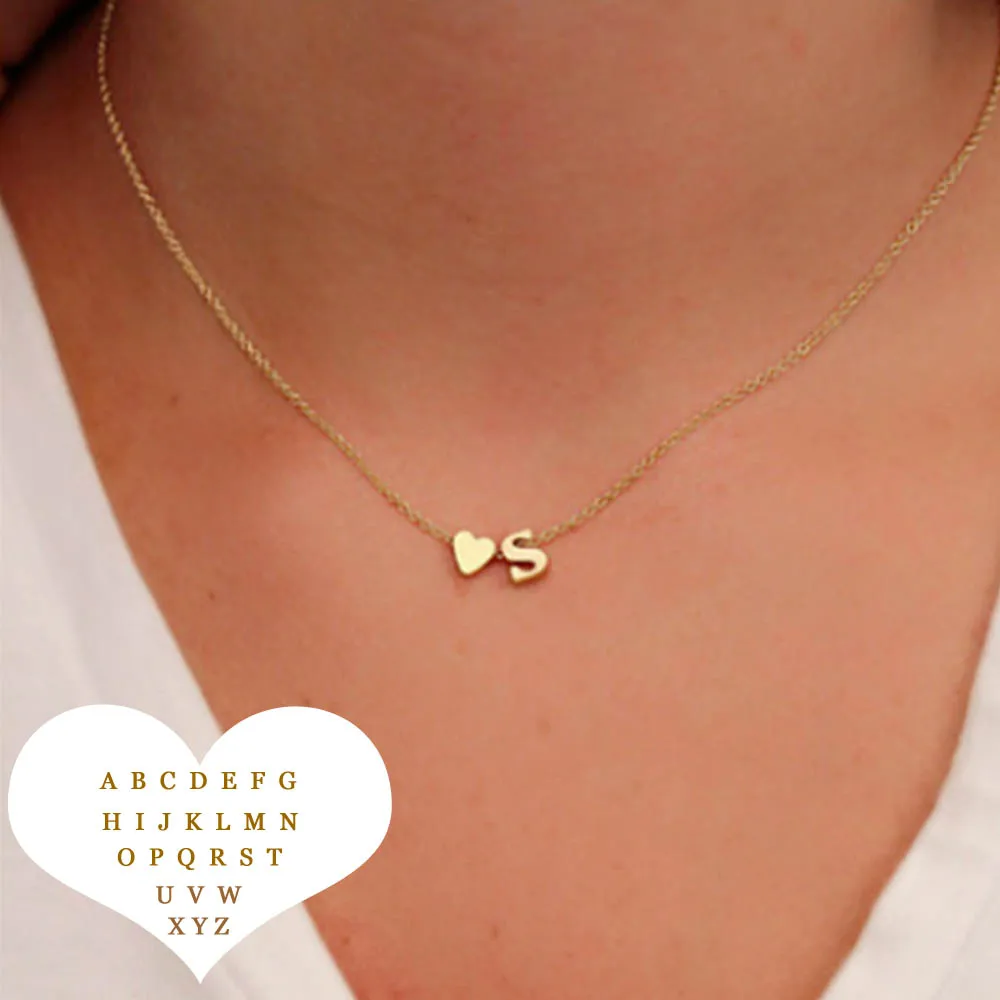 Fashion Tiny Heart Dainty Initial Necklace With Letter Name Choker Chain Necklace Women Gold Color Pendant Jewelry Gift
Fashion Tiny Heart Dainty Initial Necklace With Letter Name Choker Chain Necklace Women Gold Color Pendant Jewelry Gift