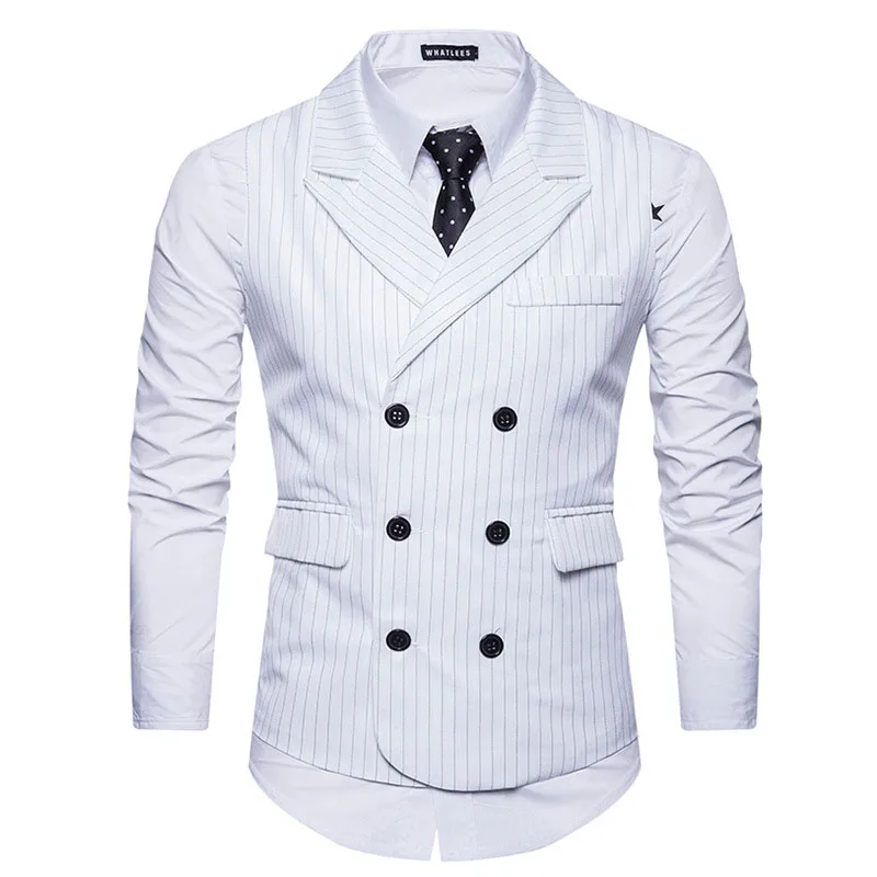 White Striped Vest Men 2019 Fashion Turn-down Collar Double Breasted Vest Waistcoat Men Business Wedding Mens Vests Gilet Homme
White Striped Vest Men 2019 Fashion Turn-down Collar Double Breasted Vest Waistcoat Men Business Wedding Mens Vests Gilet Homme