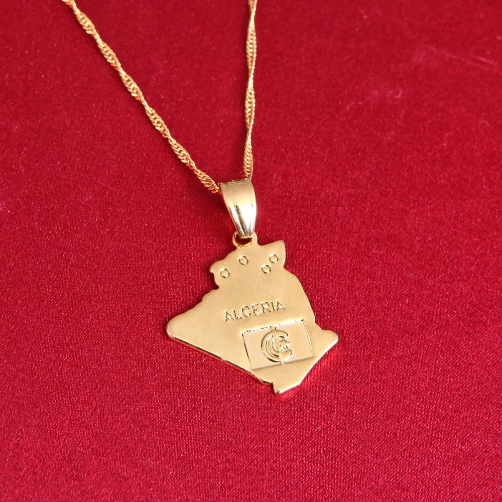 Algeria Map Pendant Necklace Chain 24K Yellow Gold Color Jewelry Algerians Women Girl African Item
Algeria Map Pendant Necklace Chain 24K Yellow Gold Color Jewelry Algerians Women Girl African Item