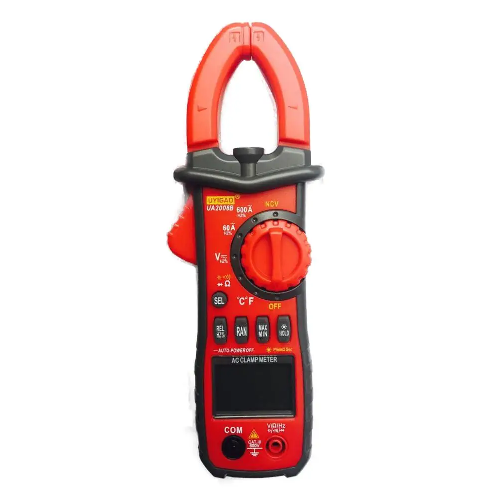 Hot UYIGAO UA2008B Handheld Digital LCD Clamp Meter Multimeter DC/AC Voltage AC Current Resistance Temperature Frequency
Hot UYIGAO UA2008B Handheld Digital LCD Clamp Meter Multimeter DC/AC Voltage AC Current Resistance Temperature Frequency