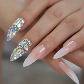 Luxury 3D AB Gems Gradient Pink Nude Press on Nails Baby Ombre Extra Long Stiletto False Fake Nail Tips Pointed Fingers Nails
Luxury 3D AB Gems Gradient Pink Nude Press on Nails Baby Ombre Extra Long Stiletto False Fake Nail Tips Pointed Fingers Nails