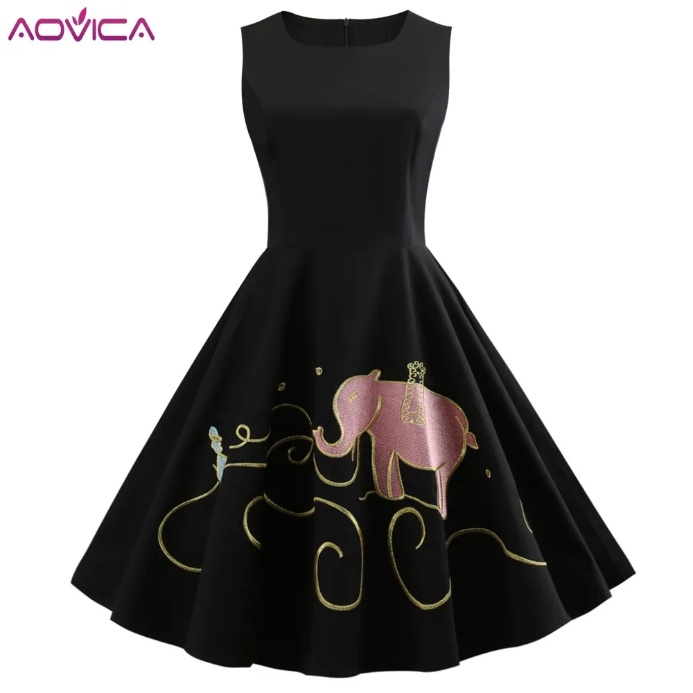 Aovica S-5XL Animal Embroidery Women Vintage Dress Cotton Stretchy Swing Party Vestidos 1960s Elephant Summer Retro Dresses
Aovica S-5XL Animal Embroidery Women Vintage Dress Cotton Stretchy Swing Party Vestidos 1960s Elephant Summer Retro Dresses