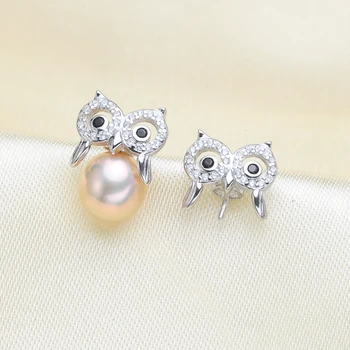 Lovely Owl Design Pearl Earrings Holder S925 Sterling Silver Pearl Earrings Jewelry Findings DIY Earrings Accessory 3Pairs/Lot 
Lovely Owl Design Pearl Earrings Holder S925 Sterling Silver Pearl Earrings Jewelry Findings DIY Earrings Accessory 3Pairs/Lot