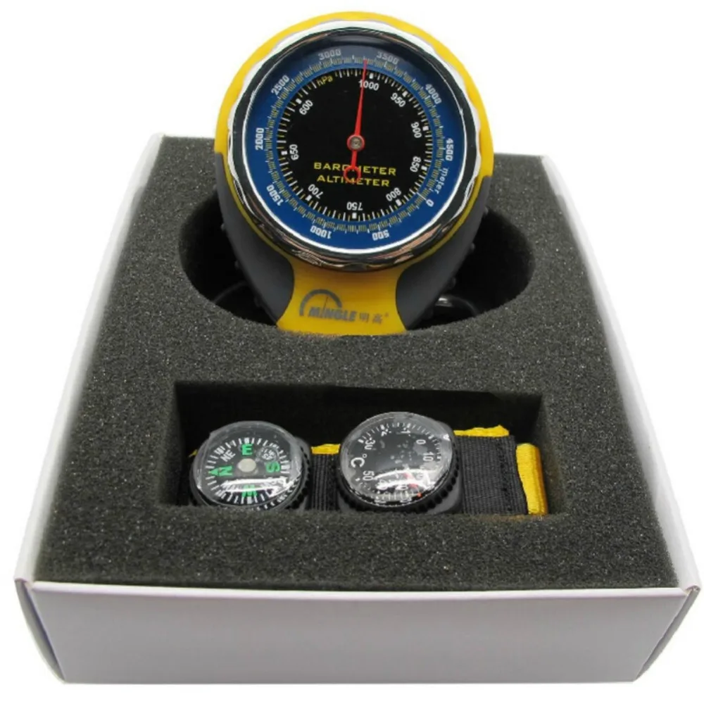 

Outdoor climbing 4in1 Mechanical Compass Barometer Altimeter Elevation Table Thermometer LED Flashlight Mini Compass