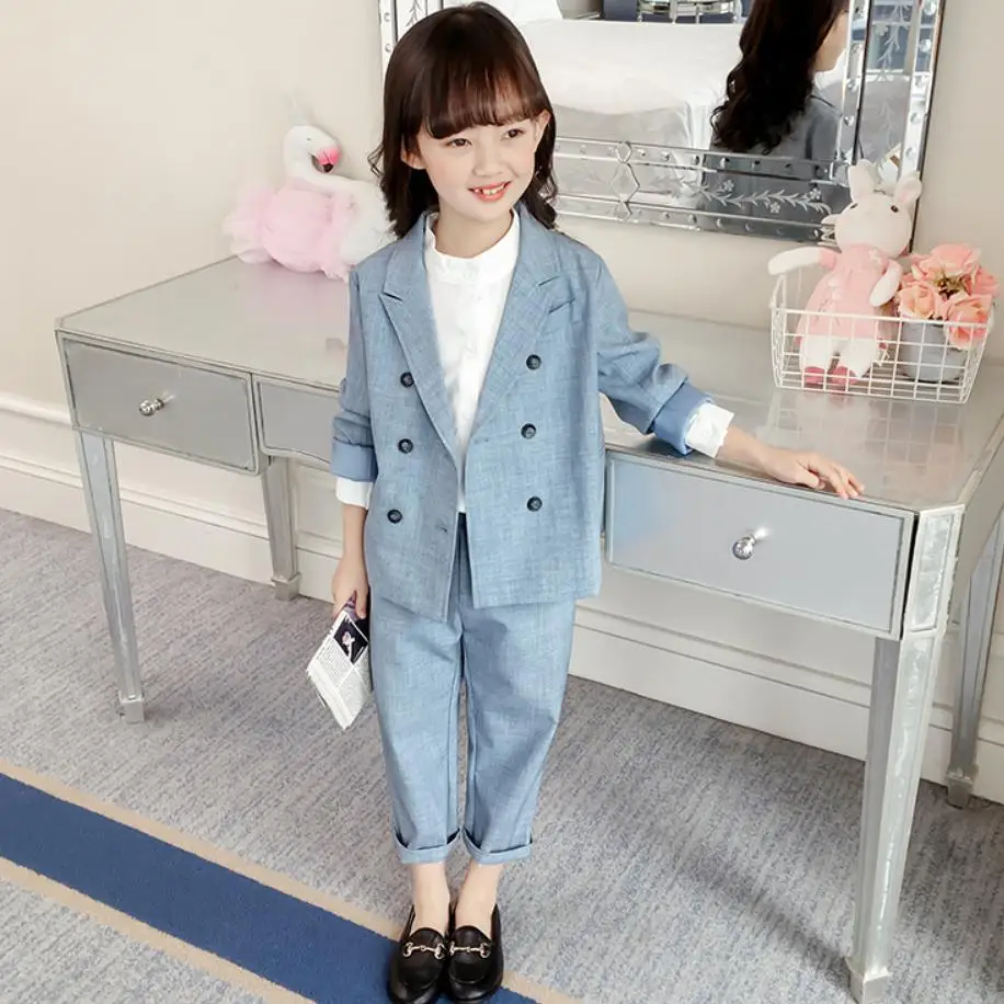 Spring Girls Blazer Sets Fashion Double-breasted Suits Coat Children's Long Sleeve Outwear Jacket+pants Sets Kids Clothes Y77
Spring Girls Blazer Sets Fashion Double-breasted Suits Coat Children's Long Sleeve Outwear Jacket+pants Sets Kids Clothes Y77