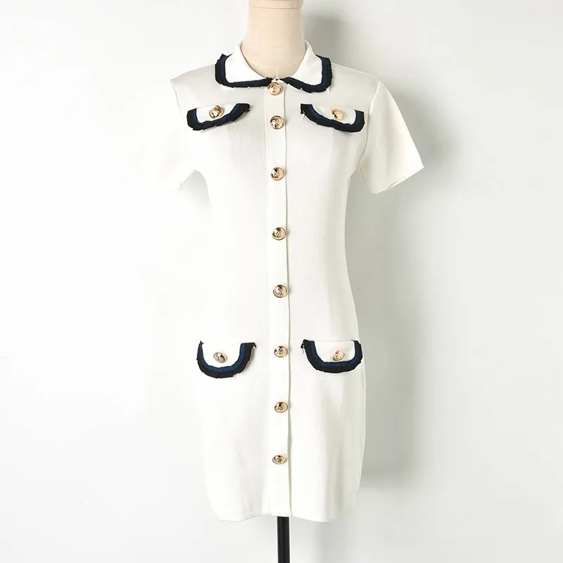 2019 Runway Designer Summer Sheath Dress Women Elegant Knitted Buttons Ruffles Lady Dresses High Street Vestidos Mujer Robe
2019 Runway Designer Summer Sheath Dress Women Elegant Knitted Buttons Ruffles Lady Dresses High Street Vestidos Mujer Robe