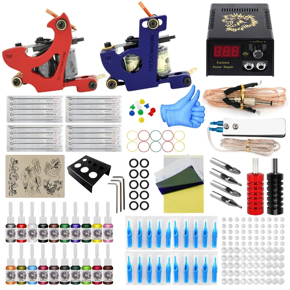 Complete profession Tattoo kits 2 guns machine sets power supply disposable needle clip cord
Complete profession Tattoo kits 2 guns machine sets power supply disposable needle clip cord