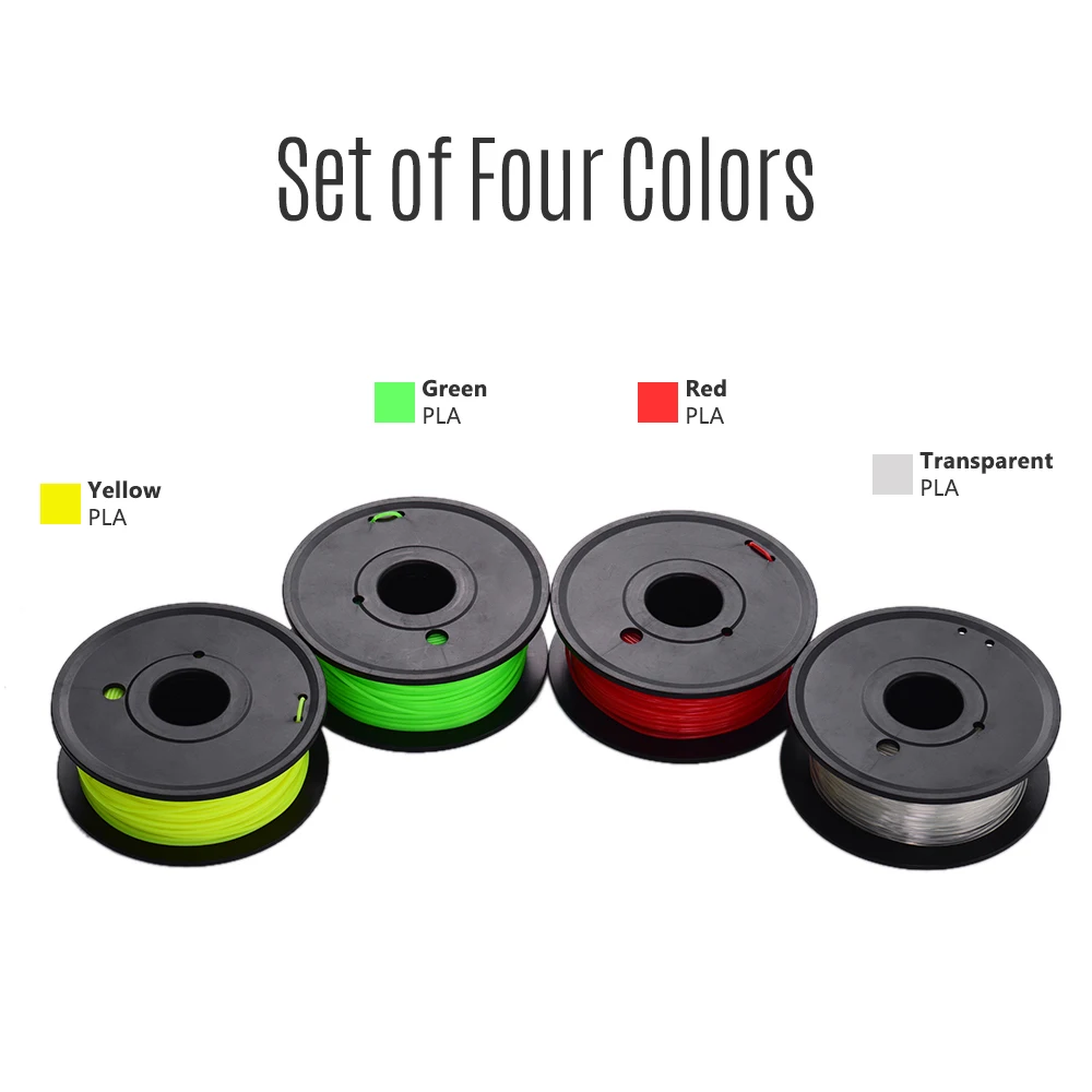 4Pcs 3D Printing PLA Filament 1.75mm No Clogging High Tenacity Filaments Consmables for 3D Printers 200g/ Spool Pack of 4 Colors
4Pcs 3D Printing PLA Filament 1.75mm No Clogging High Tenacity Filaments Consmables for 3D Printers 200g/ Spool Pack of 4 Colors