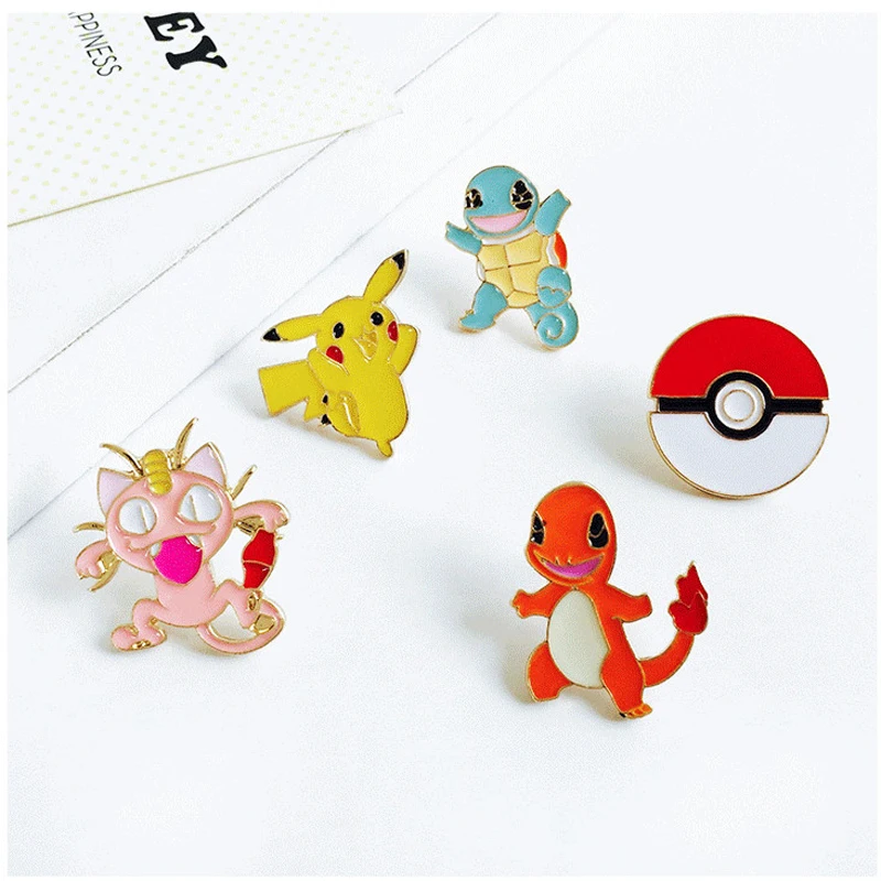 

1pc Alloy Enamel Yellow Pikachu Pokemon Super Monster Go Pokeball Broche Badges Lapel Pin Safe Brooche Scarf Women Jewelry Gifts