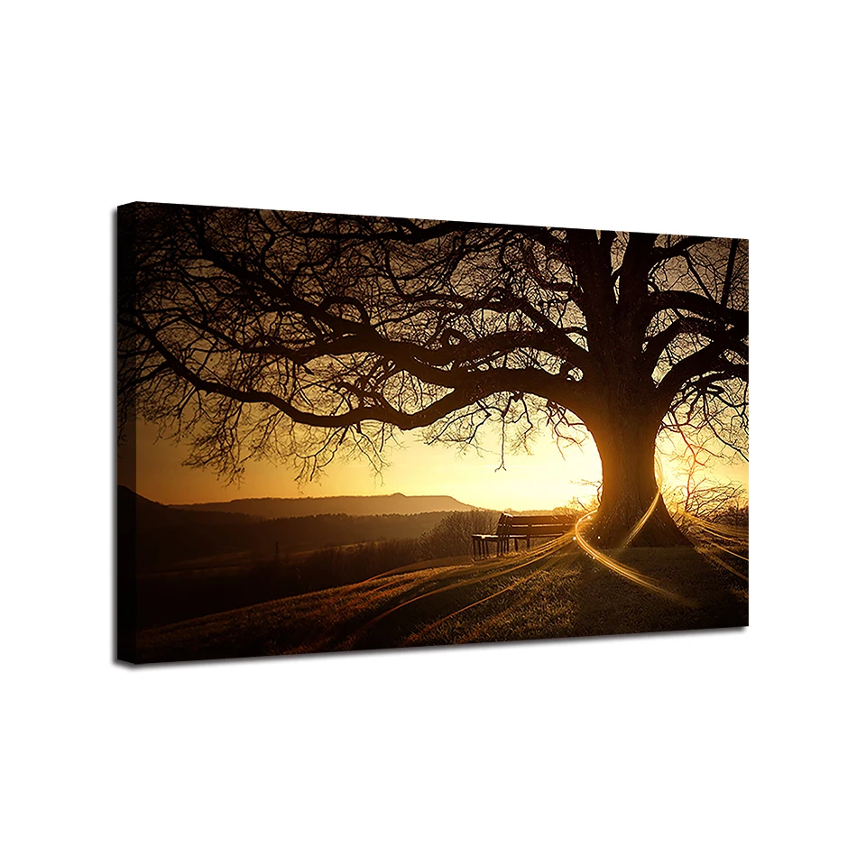 Canvas-Paintings-Home-Decor-1-Piece-Pcs-Big-Tree-Poster-HD-Prints-Sunset-Landscape-Pictures-For (4)