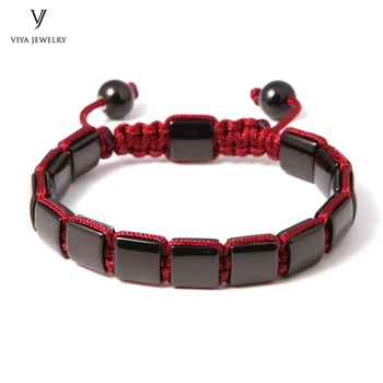 Handmade Stainless Steel Square Bead Braiding Bracelet Jewelry For Men/Women Red Rope With Black Square Beads Macrame Bracelets
Handmade Stainless Steel Square Bead Braiding Bracelet Jewelry For Men/Women Red Rope With Black Square Beads Macrame Bracelets
