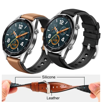 22mm Watch Strap for Huawei Watch GT Band Genuine leather Silicone For Huawei Honor Magic Bracelet Amazfit pace stratos 2 Strap
22mm Watch Strap for Huawei Watch GT Band Genuine leather Silicone For Huawei Honor Magic Bracelet Amazfit pace stratos 2 Strap