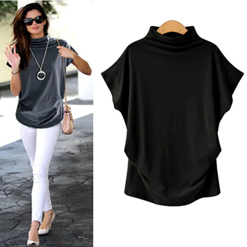 Women Casual Turtleneck Short Sleeve Cotton Girl Solid Casual Blouse Top Shirt Female Fashion Plus Size Blouse
Women Casual Turtleneck Short Sleeve Cotton Girl Solid Casual Blouse Top Shirt Female Fashion Plus Size Blouse