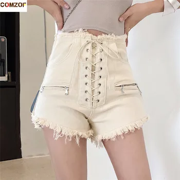 High waist women denim shorts irregular bandage 2019 summer jeans lace-up zipper shorts womens fashion pantalones cortos mujer 
High waist women denim shorts irregular bandage 2019 summer jeans lace-up zipper shorts womens fashion pantalones cortos mujer