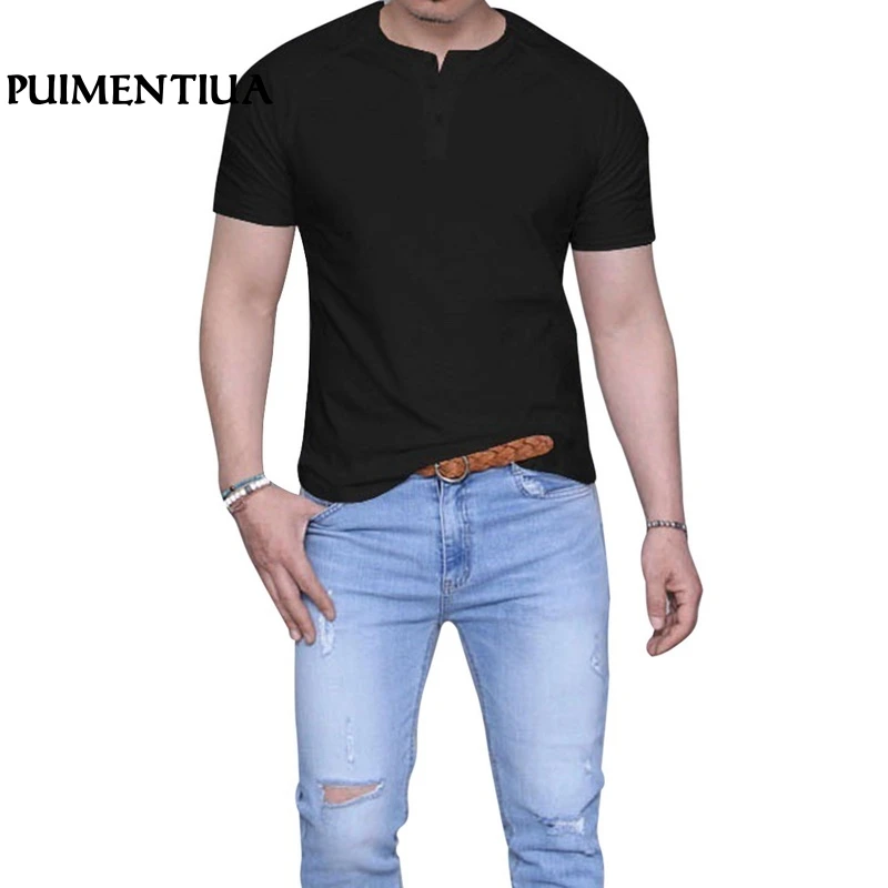 Puimentiua 2019 Summer Men's Casual Slim Fit T Shirts Button Short Sleeve Placket Plain Henley T Shirts Male Fashion Button Tops
Puimentiua 2019 Summer Men's Casual Slim Fit T Shirts Button Short Sleeve Placket Plain Henley T Shirts Male Fashion Button Tops